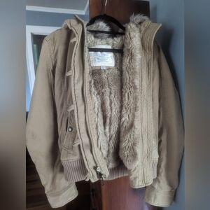 Vintage Abercrombie Coat Faux Fur Lined Hood Early 2000's